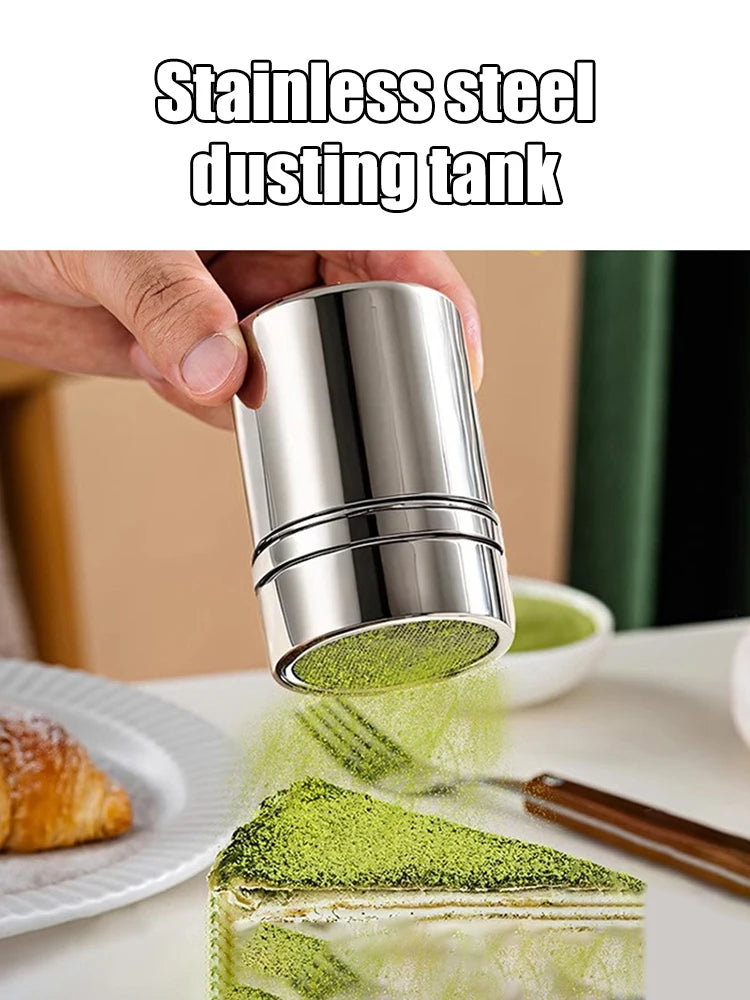 Duster With Cover Cocoa Powder Coffee Stainless Steel Duster Fine Mesh Bucket Seasoning Bottle Home Kitchen