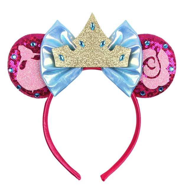 Mouse Ears Headband Cartoon Sequin Bows Headband Birthday Party Christmas Halloween Princess Cosplay Costume For Women Adult