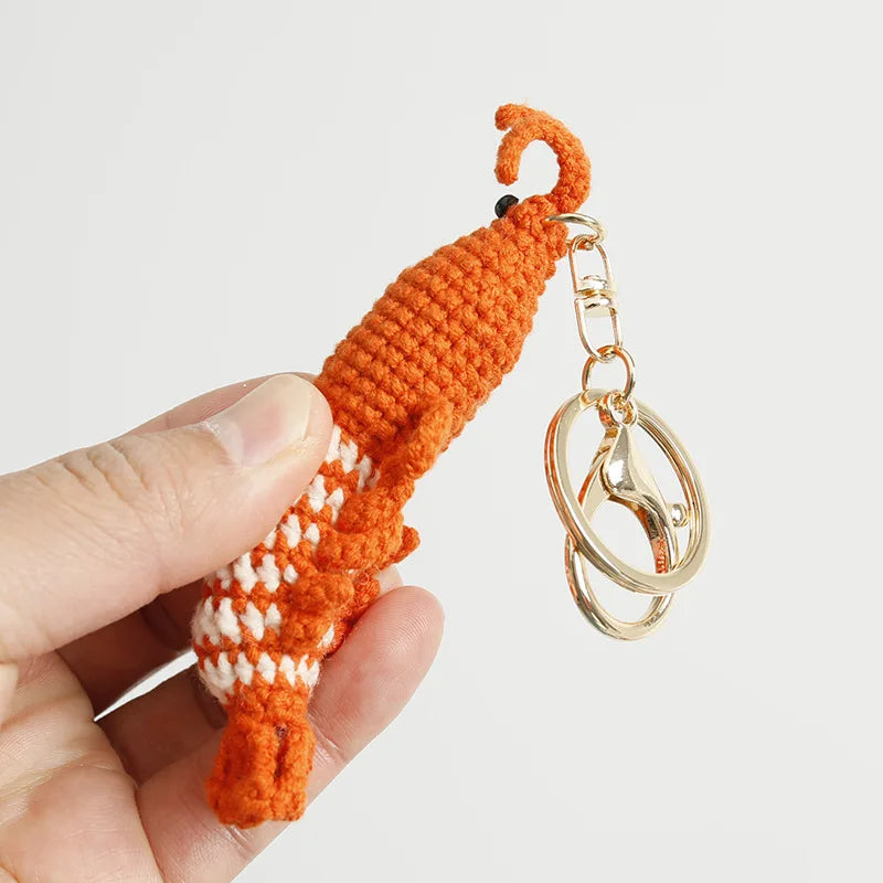 Funny Squid Series Crochet Keychain Handmaking Crochet Cute Squid Doll Keyrings For Bag Pendant Knitted Shrimp Keyrings Custom