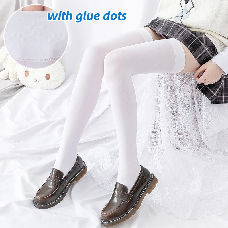 Long Tube Over The Knee Socks Velvet High Elasticity Uniform White Anti-slip Slim Velvet Thigh Women Girls Height 190cm Stokings