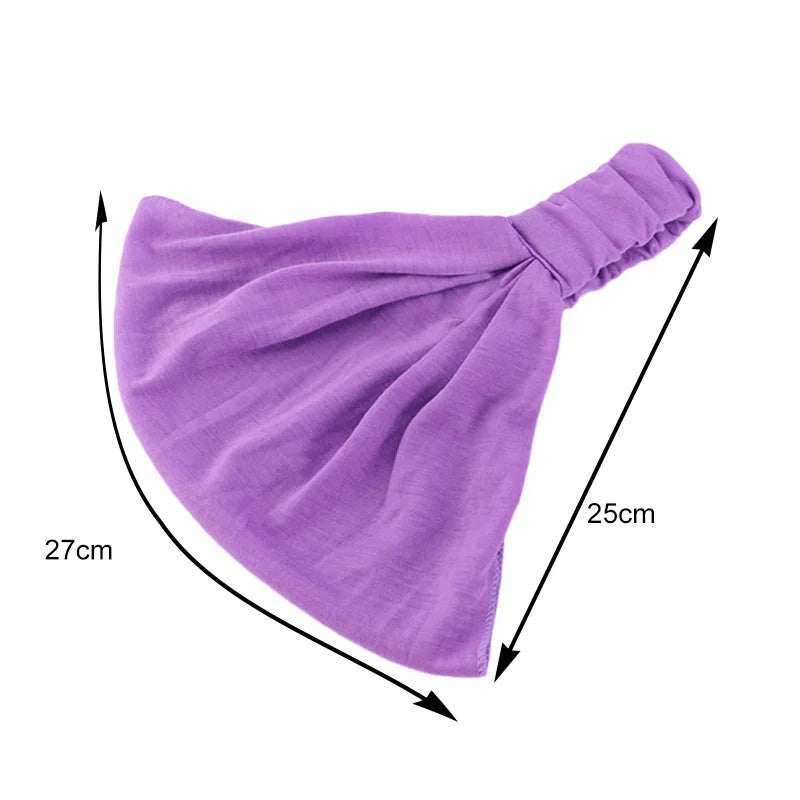 New Summer Women Solid Cotton Headband Elastic Wide Soft Girls Sports Yoga Knotted Headband Running Sweatband For Tennis Gym