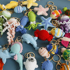 Ocean Series Animal Doll Crochet Keychain Handmaking Knitted Tropical Fish Keyrings Crochet Shark Doll Keychain Custom Accessory