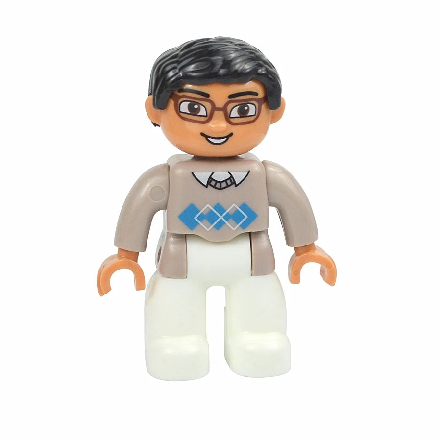 Big Size Figures Building Block Doll Family Farmer Pirate Worker Doctor Policemen Large Brick Compatible Build House Duploes Toy