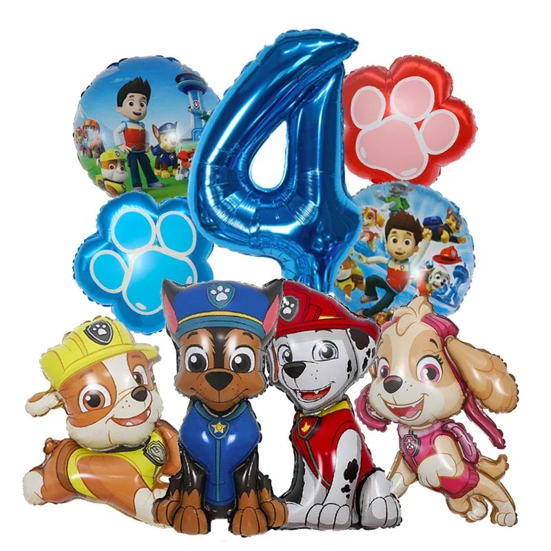 9pcs Cartoon Paw Patrol Dog Chase Balloon Birthday Decoration Number Aluminum Balloons Set Kids Party Supplies Gift Favor Decor