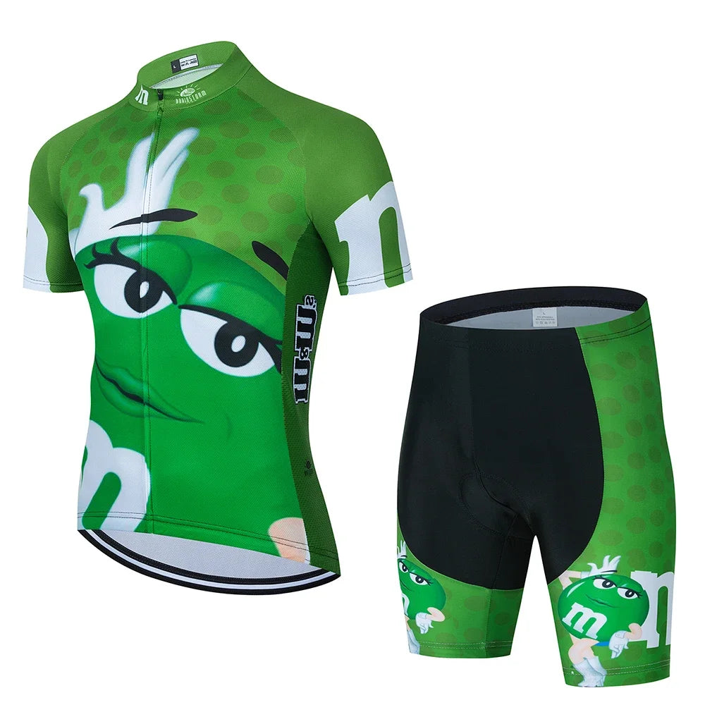 2024 Cartoon Cycling Clothing Men Short Sleeve MTB Ropa Ciclismo Breathable Summer Sportswear Outdoor Bicycle Clothes Bib Shorts