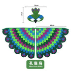 Bird Cosplay Costume Stage Performance Owl Peacock Wings Bird Felt Cape with Mask for Girls Boys Halloween Party Cloak