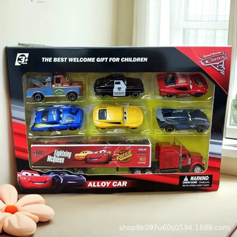 Pixar Cars McQueen Mater Mack Uncle Truck Alloy Diecast Car 1:55 Model Radiator Springs Town 11/6/4 Pcs Car Boxes Gift