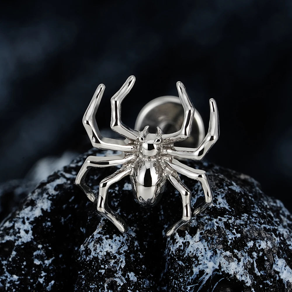 Right Grand ASTM F136 Titanium Spider Labret Lip Ring Tragus Cartilage Conch Flat Helix Stud Earring Halloween Piercing Jewelry