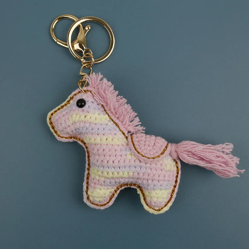Funny Zebra Crochet Keyrings For Bag Pendant Handmake Animal Doll Knitting Keychain Cute Sheep Keyrings Gifts Custom Accessories