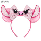 HEROCROSS Cute Stitch Headbands For Girls Sequins Bow Hairband Women Angel Headwear Kids Ears Hair Accessories Carnival Gift