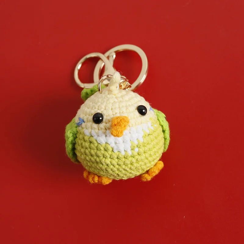 Cute Parrot Series Handmake Crochet Keychain Creative Small Bird Doll Keyring Gifts Knitted Parrot Keychain Custom Accessories