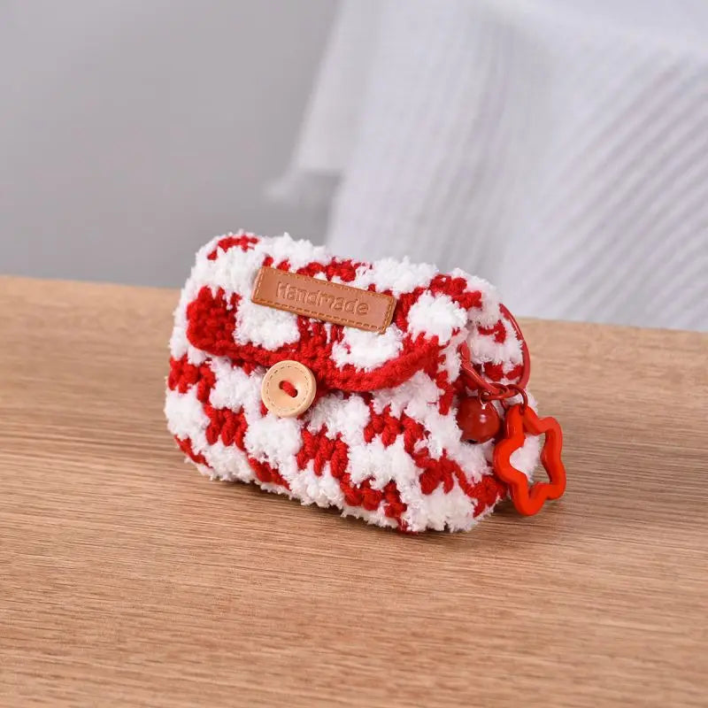 Colorful Knitted Coin Bag Keychains Mini Crochet Bag Keyring Handmake Knitting Storage Bag Keychain Keys Holder Custom Accessory
