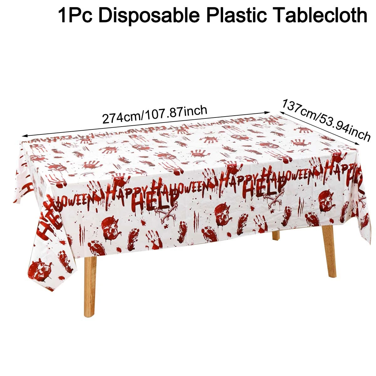 1pc Orange Black Horror Ghost Table Cover Happy Halloween Tablecloth for Trick or Treat Theme Home Decoration