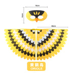 Bird Cosplay Costume Stage Performance Owl Peacock Wings Bird Felt Cape with Mask for Girls Boys Halloween Party Cloak
