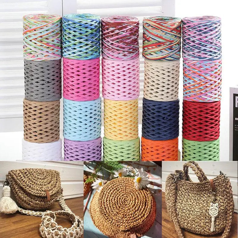 200M Raffia paper rope Straw Yarn For Knitting Crocheting Paper Threads DIY Handmade Summer Sunhat Beach Bag Freeshipping
