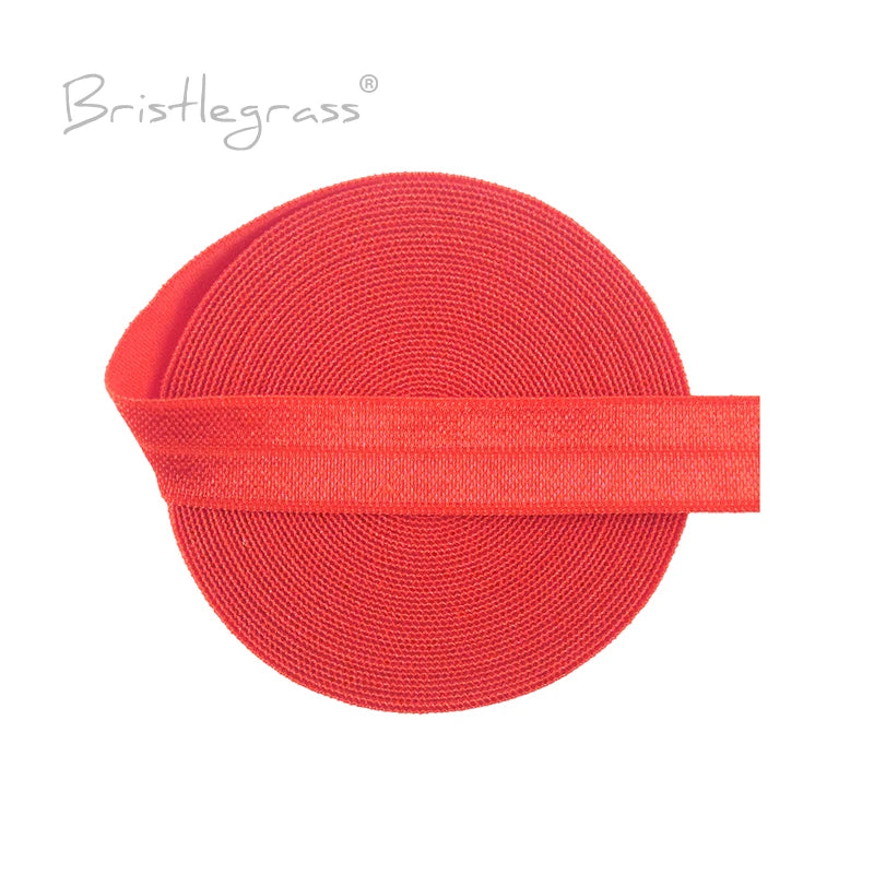 BRISTLEGRASS 2 5 10 Yard 5/8" 15mm Solid FOE Shiny Fold Over Elastic Spandex Satin Band Hair Tie Headband Dress Sewing Lace Trim