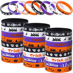 12/24PCS Silicone Bracelets Halloween Decorations Kids Wristband Pumpkin Skull Ghost Bat Halloween Party Favor Gift Bag Fillers