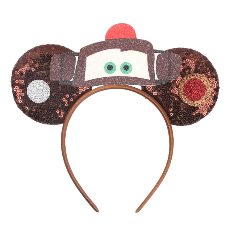 Disney Pixar Cars Kawaii Ear Headbands for Adults Lightning McQueen Hairband Cars on The Road Headwear Girl Bow Hair Accessories