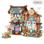 Street View Series Building blocks Izakaya Shaved Ice Shop Takoyaki Shop Coffee shop Panda Tea House model children's gift