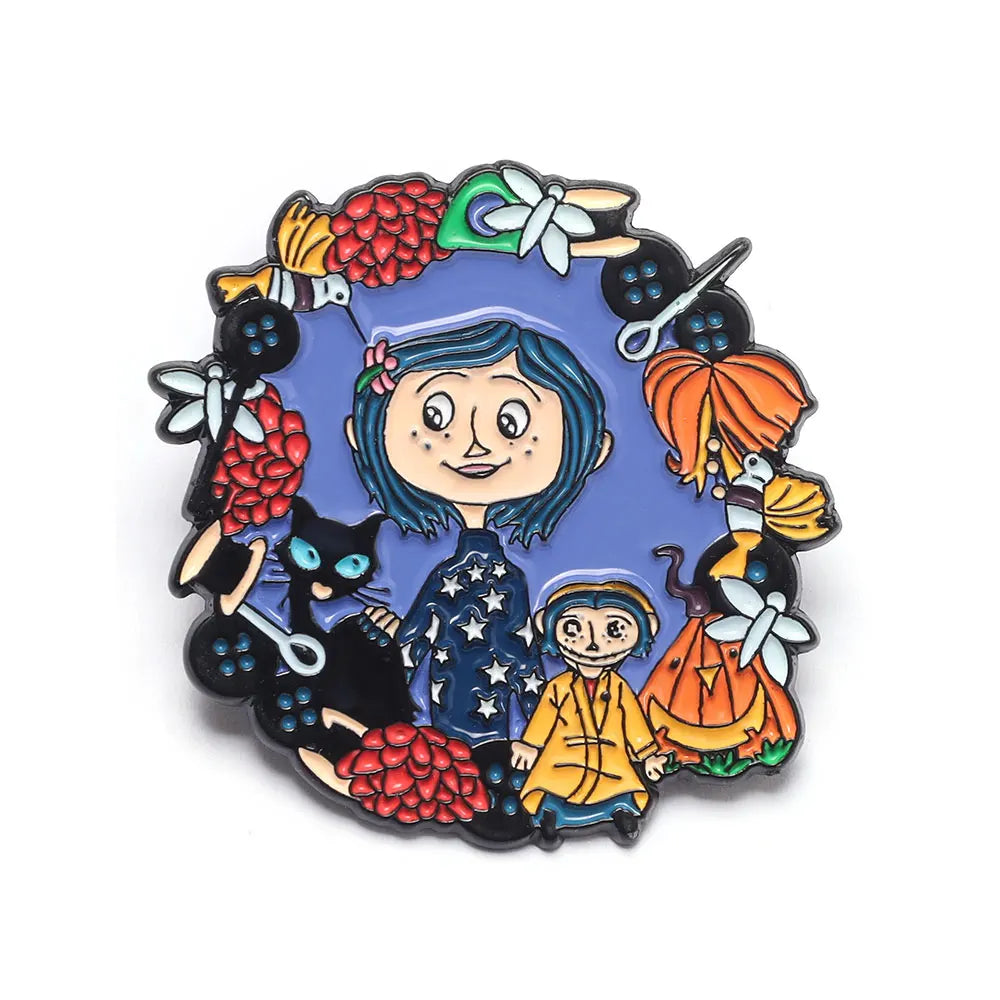 Horror Animated Films Doll Enamel Pins Cartoon Character Role Brooch Lapel Badge Punk Halloween Jewelry Gift for Friend
