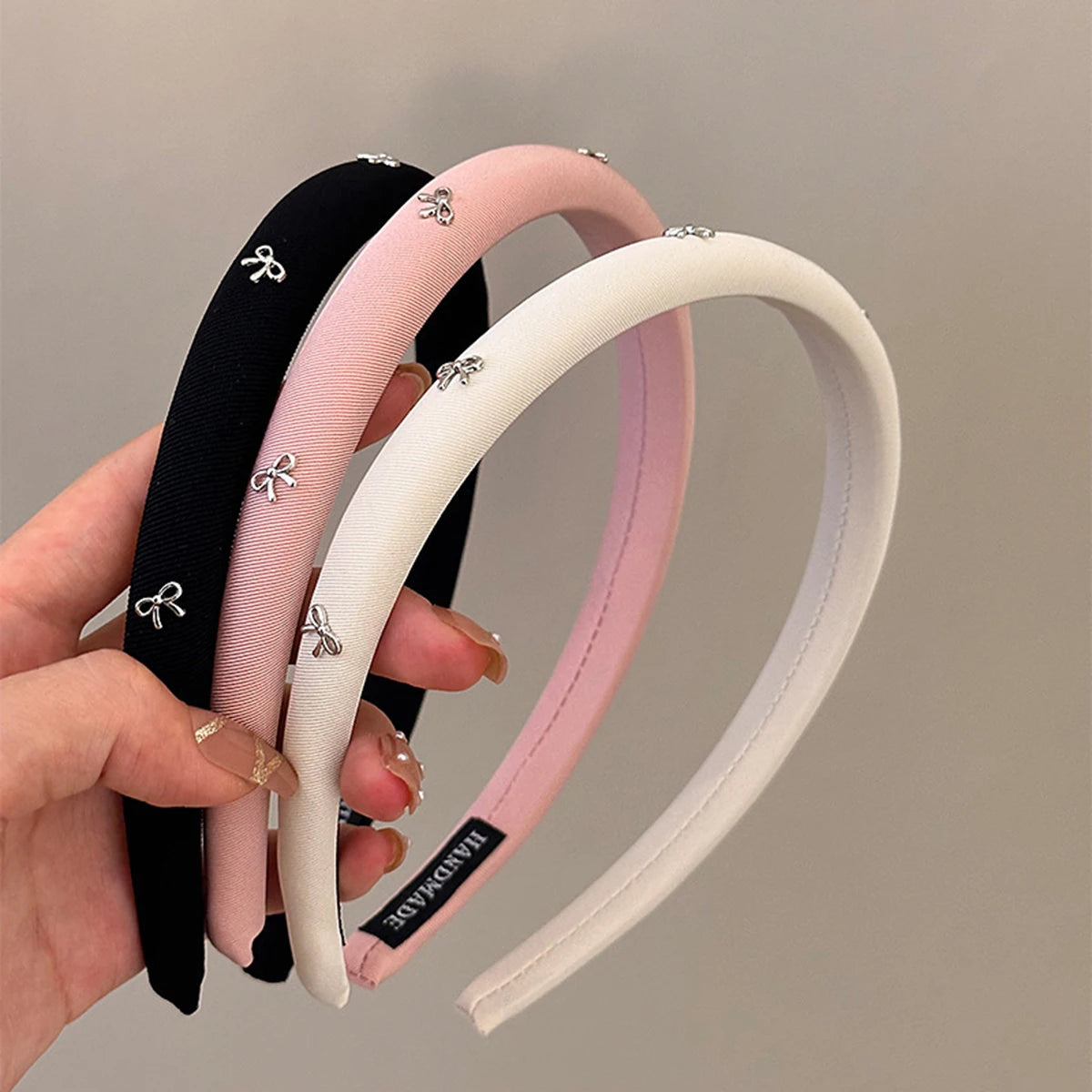1pc/3pcs Butterfly Tie Headband Simple Solid Color Fabric Sponge Head Buckle Headband Accessory