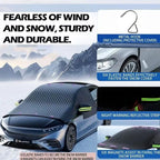 Aluminum-plated film of magnetic snow cover for automobile is thickened, and Oxford cloth is sun-proof and moisture-proof.