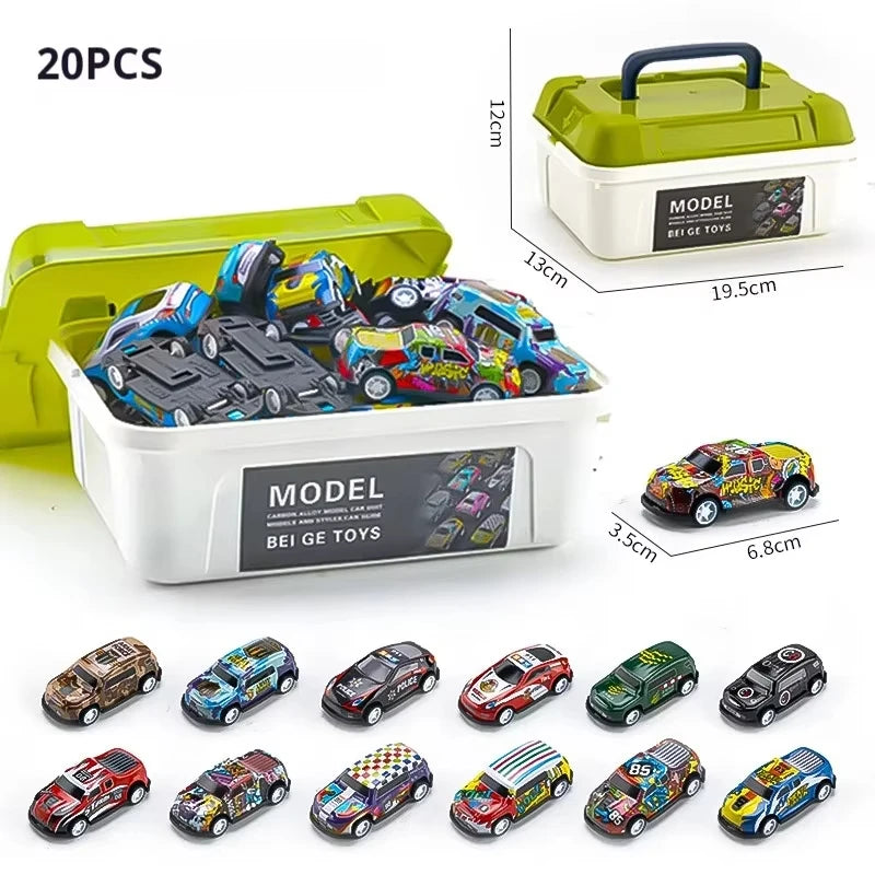 30 - 50PCS Mini Alloy Cars Model Set with Storage Box Diecast Pull-Back Vehicle Toys for Boys, Gift for Christmas, Birthday Gift