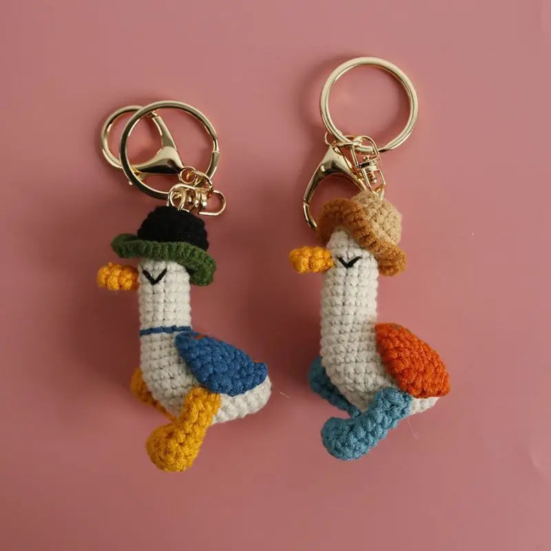 Cute Parrot Series Handmake Crochet Keychain Creative Small Bird Doll Keyring Gifts Knitted Parrot Keychain Custom Accessories