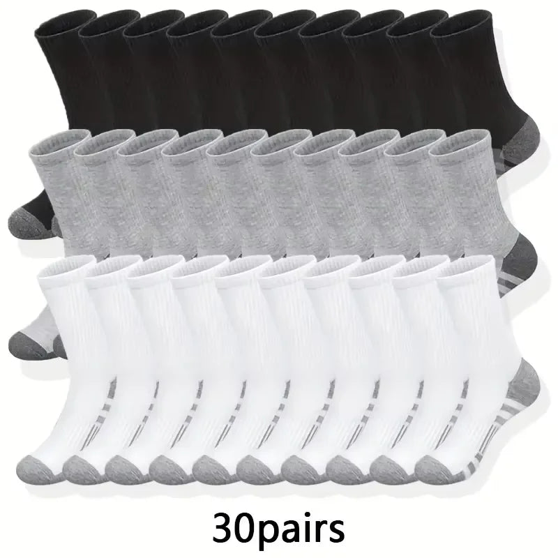 10/30 Pairs of High-Quality Soft and Comfortable Men's Running Socks Summer Sweat Wicking and Breathable Basketball Sports Socks