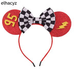 Disney Anime Cars Ears Headbands Women Sequins Bow Hairband Girls Pixar 95 Lightning McQueen Hair Accessories Kids Headwear Gift