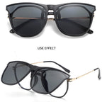 Polarized Clip On Sunglasses Men Car Driver Goggles UV400 Sun Glasses Anti Glare Vintage Square Glasses