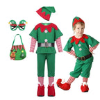 2025 Girl Boy Christmas Elf Costumes Santa Claus Suit Festival Adult Family Halloween Cosplay Sets Green Elves Clothes