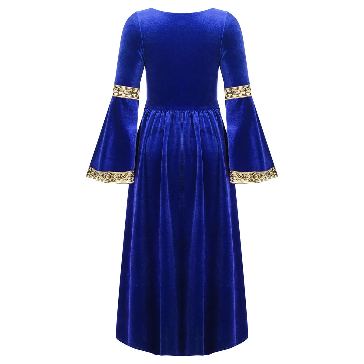 Girls Medieval Renaissance Princess Costume Velvet Long Flare Sleeve Vintage Dress Gown Carnival Party Cosplay Dress Up