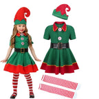 2025 Girl Boy Christmas Elf Costumes Santa Claus Suit Festival Adult Family Halloween Cosplay Sets Green Elves Clothes