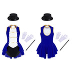Girls Ringmaster Magician Costume Long Sleeve Leotard Circus Dress Halloween Lion Tamer Theme Carnival Party Fancy Dress Up