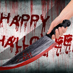 Halloween Bloody Butcher Knife Prop Scary Plastic Slasher Cleaver Knife Props for Halloween Haunted House Costume Accessories
