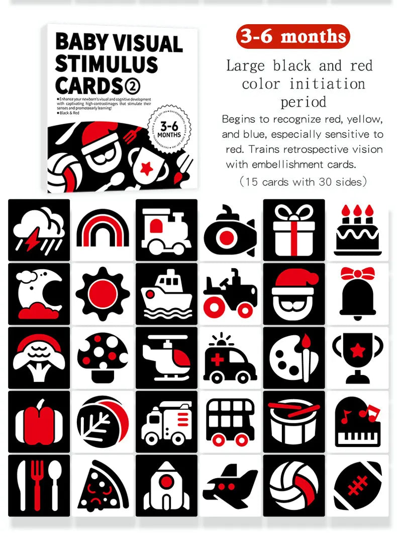 Baby Visual Stimulation Cards Montessori High Contrast Flash Card Infant Gift For Children Cognition Toy
