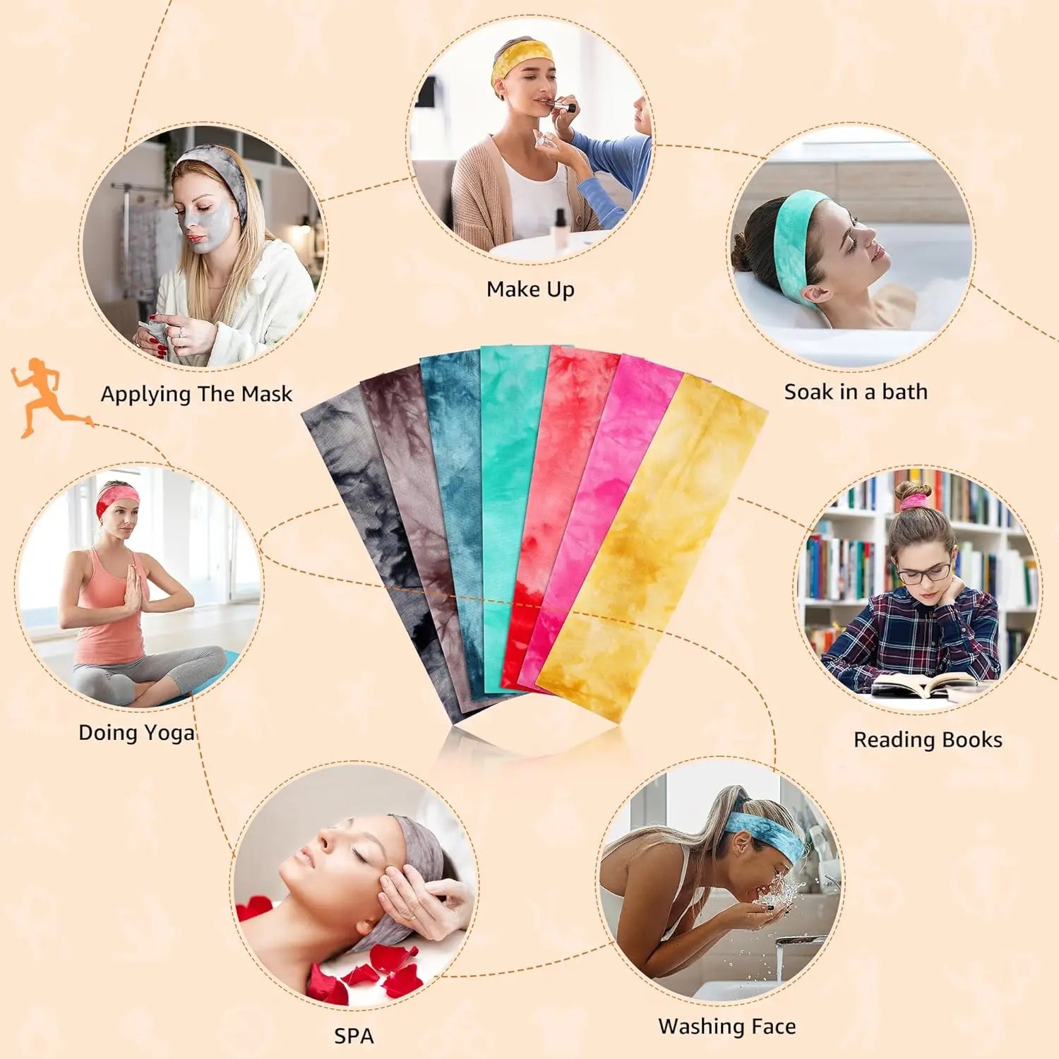 6pcs Unisex Simple Basic Solid Color Leopard Print Face Wash Cycling Running Sports Yoga Leisure Sweat-Absorbing Headband