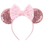 1pc Disney Cute Cartoon Minnie Headband Sequins Ears Bow Hair Hoops Purple Pink Women's Headband for Holiday Party Perfect Gifts
