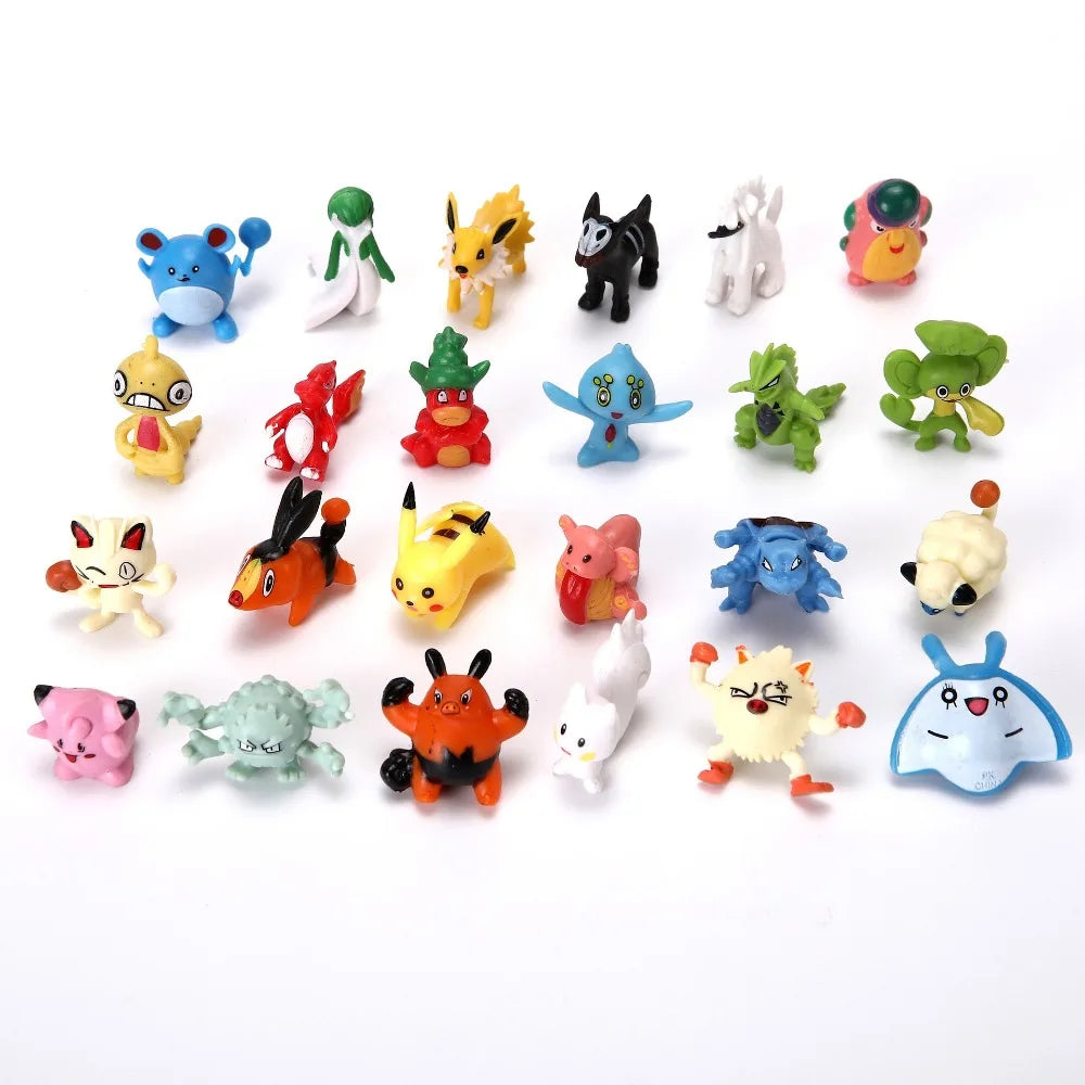 24-144pcs Pokemon Pikachu Action Figure Toys 2-3cm Mini Figures Model Toy Pikachu Anime Kids Doll Birthday Christmas Gifts