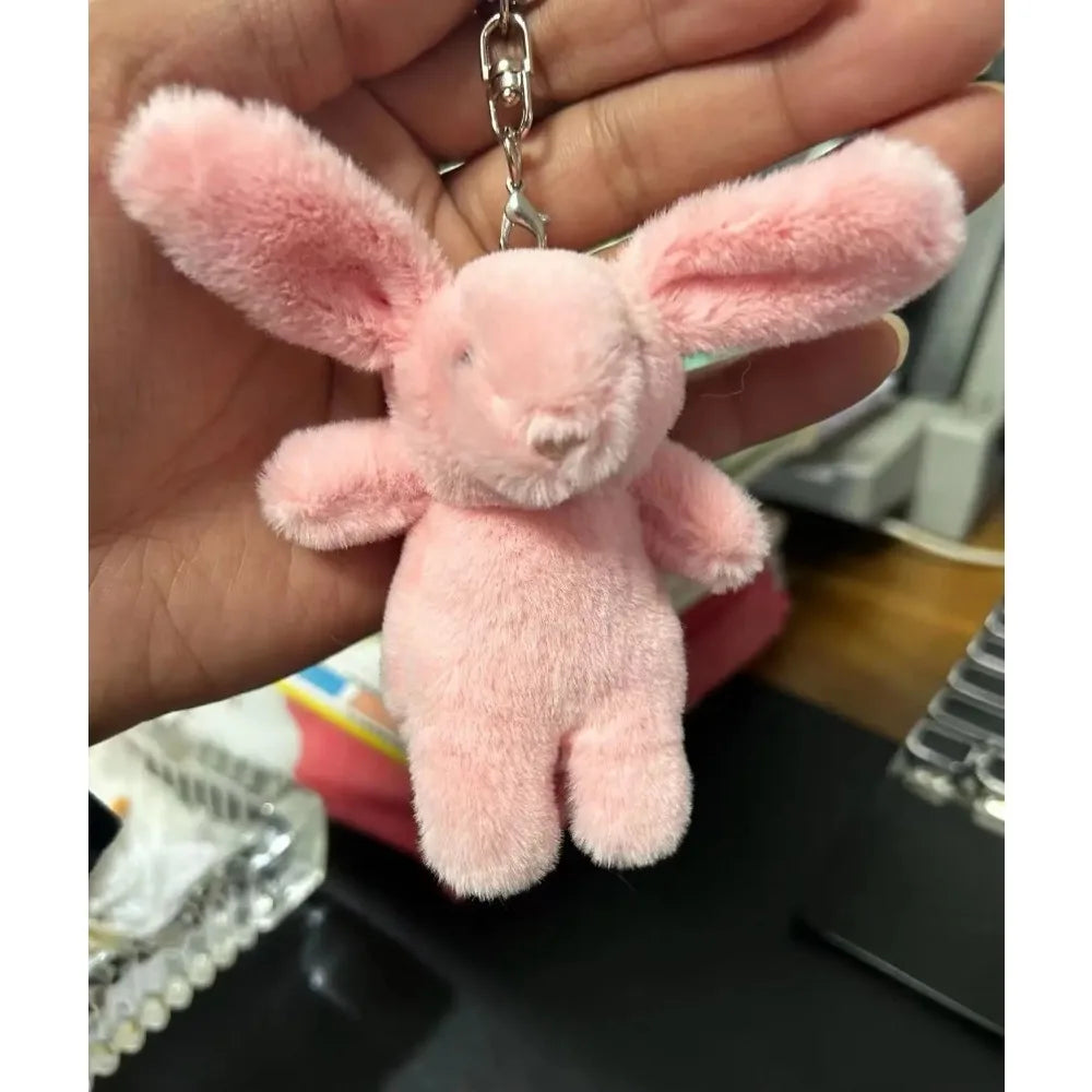 Stuffed Animals Cute Cartoon Rabbit Keychain Love Pompom Trinket Toy Girl Bag Car Keychain Mobile Phone Pendant Jewelry Gift