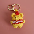 Cute Small Bear Couple Keychains Knitting Cartoon Bear Mini Animal Doll Keyrings Crochet Keychain Wholesale Custom Acceessories