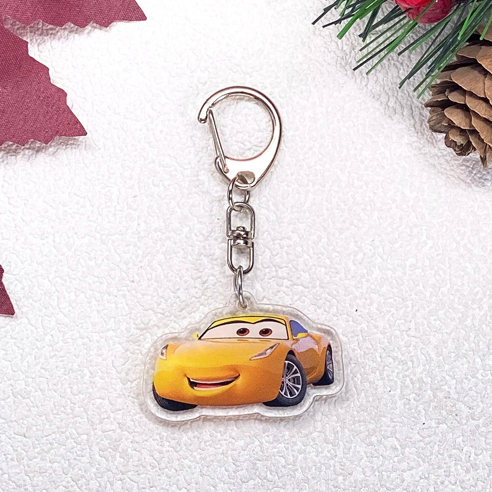 1/11Pcs Disney Cars Lightning McQueen Keychain Accessories Acrylic Charms Pendant For Bag Funny Key Holder Backpack Decoration