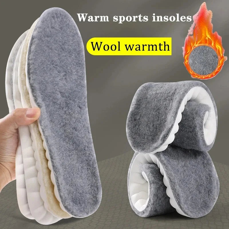 2pcs Self Heated Thermal Insoles for Feet Winter Warm Wool Thermal Memory Foam for Men Women Sports Shoes Self-heating Shoe Pads