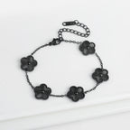 White Black Red Green Shell Five Leaf Flower Stainless Steel Ladies Bracelet Simple for Woman Party Birthday Jewelry Gift Clover