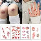 Halloween tattoo stickers Horror Wound  Blood Injury Fake Scab Scar Lasting Fake Tattoo  Arm Art Sticker DIY Party Decorations