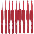 9PCS Red Crochet Hook Ergonomic Handle for Arthritic Hands Extra Long  Knitting Needles for Beginners and Crocheting Yarn
