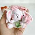 Cute Mushroom Rabbit Crochet Keychains Handmaking Crochet Cartoon Rabbit Doll Keyring For Bag Pendant Knitted Animal Doll Custom