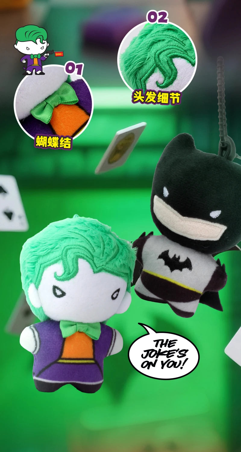 9cm Soft Plush Keychain DC Justice League Batman Superman Harley Quinn Joker Cute Cartoon Movie Dolls Creative Christmas Gifts