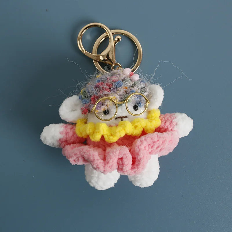 Cartoon Animal Doll Series Handmake Crochet Keychain Cute Sheep Doll Keyrings Crochet Puppy Keychains Gifts Custom Accessories